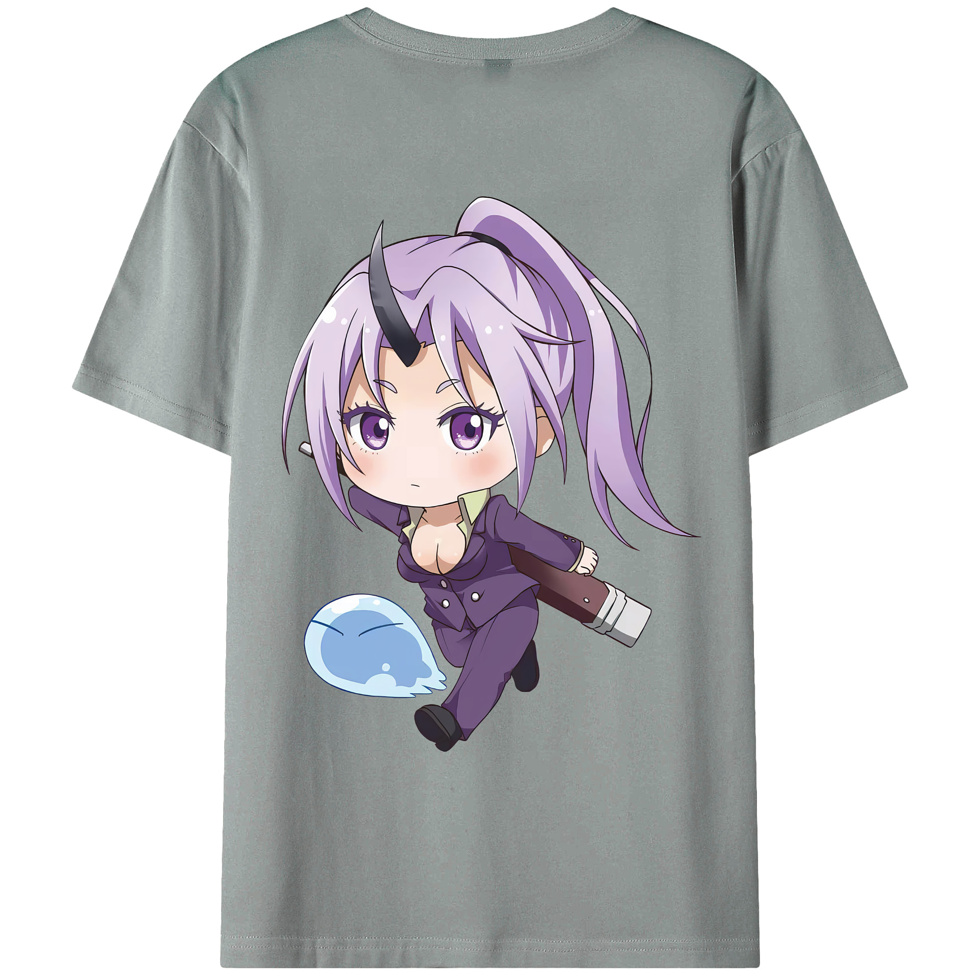 （画像用） 転スラ Regarding Reincarnated to Slime 綿100％ メンズ半袖Tシャツ（バックプリント） 通気性